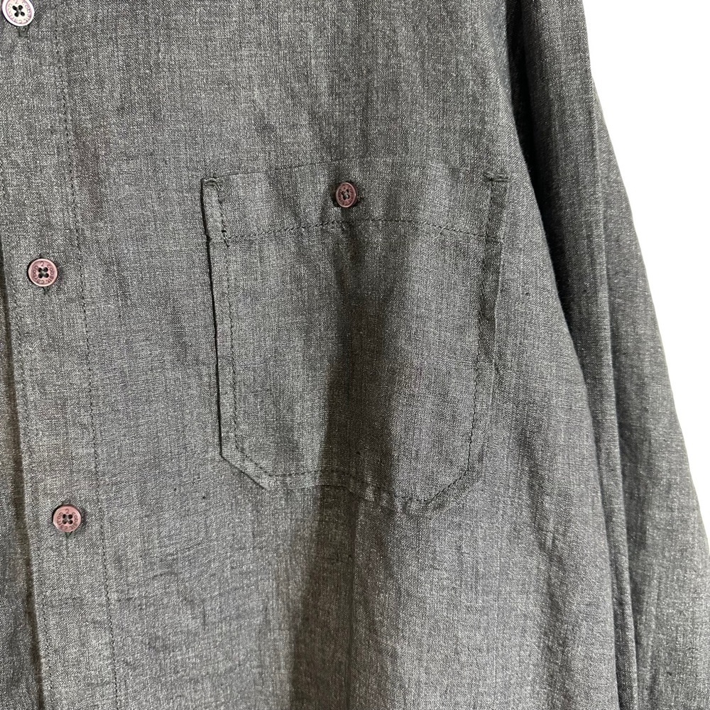 Carbon2Cobalt Grey 100% Linen Longsleeve Button-up Shirt - Picture 6 of 8